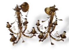 A pair of modern four branch gilt metal chandelier