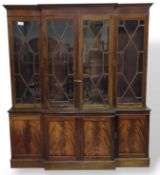 A mahogany breakfront bookcase,