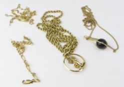 A gold rope link chain, marked ‘14’ with a round s