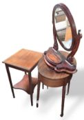 Three small pieces of mahogany furniture, comprisi