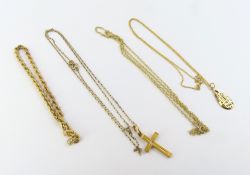 A 9ct gold rope link chain, with a round spring li