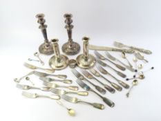 A selection of silver plate, including two pairs o