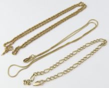A gold figaro link bracelet, 21cm long, marked ‘9K