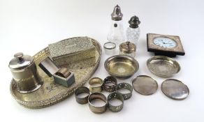 A collection of silver plate, silver and white met