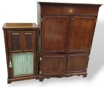 Two contemporary mahogany cabinets. Comprises a sh