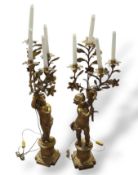 A pair of 19th century continental gilt metal cher