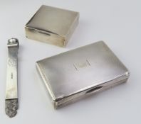A silver cigar cutter with steel blade, overall sm