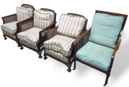 A set of three Bergere armchairs