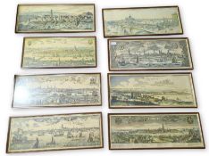 A group of eight hand coloured prints depicting a