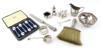 A collection of silver, silver plate and other items