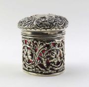 An interesting silver jar with punched body