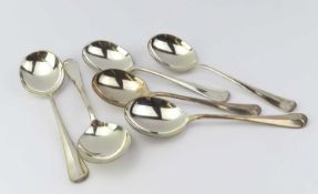 A set of six Mappin and Webb silver soup spoons