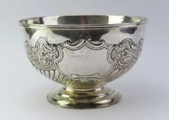 A large silver punch bowl