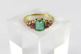 A late 19th or early 20th century synthetic unmarked emerald and ruby