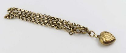 An unmarked rose coloured metal double stranded belcher link bracelet