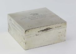 A presentation silver hinged box