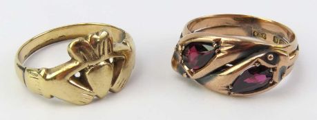 A 9ct rose gold double serpent ring
