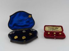 A set of three 18ct gold dress studs