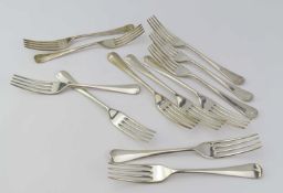 A set of twelve Mappin and Webb silver dessert forks