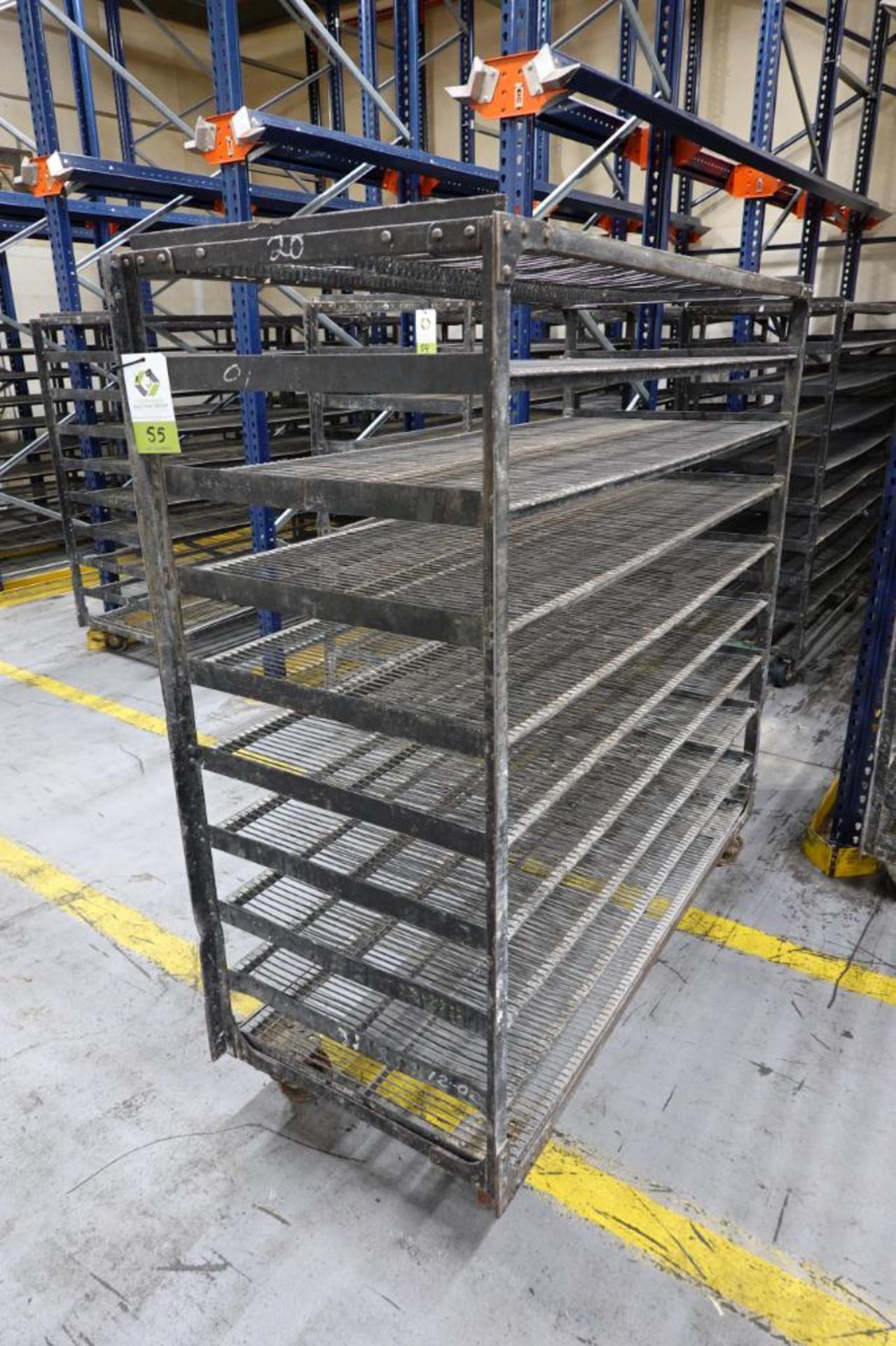 Bread racks, 65 in. long x 27 in. wide x 71 in. tall, 6 in. spacing, 10 ...