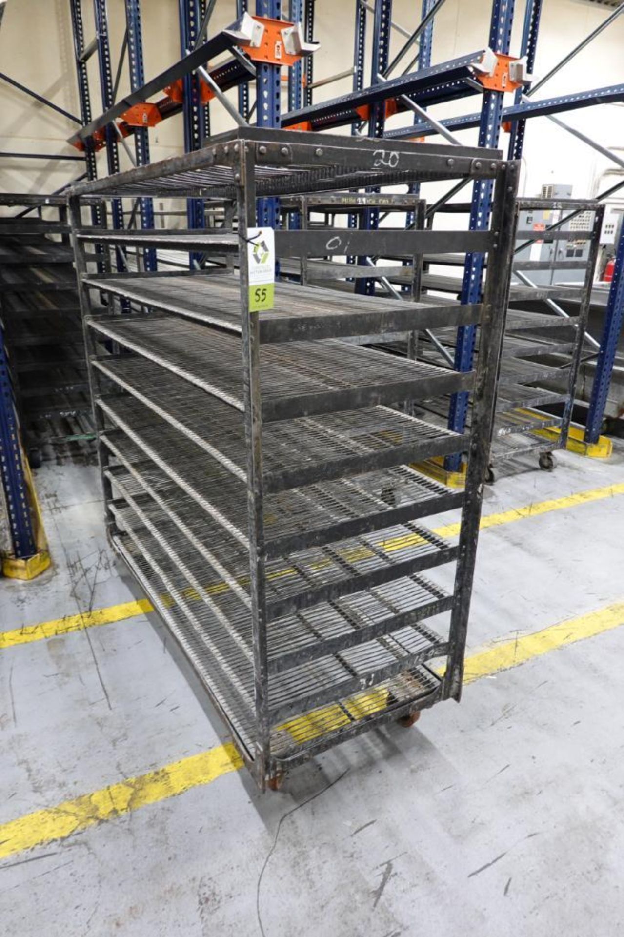 Bread racks, 65 in. long x 27 in. wide x 71 in. tall, 6 in. spacing, 10 ...