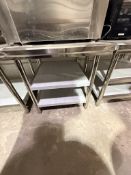 31 INCH x 31 INCH STAINLESS STEEL SQUARE TABLE WITH TWO UNDER SHELVES
