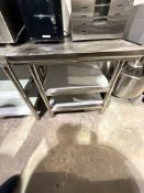 31 INCH x 31 INCH STAINLESS STEEL SQUARE TABLE WITH TWO UNDER SHELVES