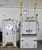 SINTO SSTBLAST-0018-00 SINGLE WHEEL TUMBLE BLASTER WITH CYCLONIC-TYPE MEDIA RECOVERY, S/N SST-1000-