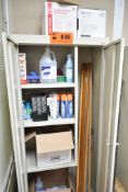 LOT/ HIGHBOY CABINET WITH CLEANING SUPPLIES