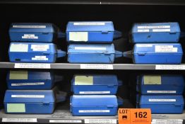 LOT/ CONTENTS OF (2) SHELVES - GROOVE & TONGUE MOULDER BLADES AND STORAGE BOXES [RIGGING FEES FOR