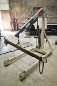 BEECH B-2688 2,000 LB. MAX. CAPACITY HYDRAULIC FLOOR CRANE WITH SPREADER BEAM, S/N: XX6569