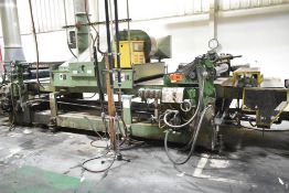 MFG. UNKNOWN STAIN ROLL COATER WITH 48”WX3”H WORKPIECE CAPACITY, (2) UV LIGHT MODULES, POWERED