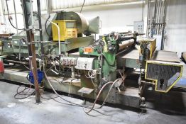 MFG. UNKNOWN STAIN ROLL COATER WITH 48”WX3”H WORKPIECE CAPACITY, (3) UV LIGHT MODULES, POWERED