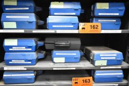 LOT/ CONTENTS OF (2) SHELVES - GROOVE & TONGUE MOULDER BLADES AND STORAGE BOXES [RIGGING FEES FOR