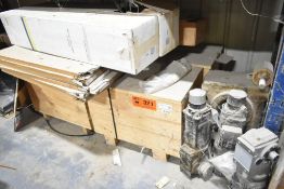 LOT/ MFG. UNKNOWN GEARBOXES WITH MOTORS, WEINIG TOP SPINDLE SLIDES, SANDING BELTS, WHITE BOARDS