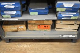 LOT/ CONTENTS OF (2) SHELVES - GROOVE & TONGUE MOULDER BLADES AND STORAGE BOXES [RIGGING FEES FOR