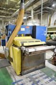 TIMESAVERS MODEL 337-3BT APPROX. 36" SINGLE HEAD WIDEBELT SANDER WITH OUTFEED CONVEYOR, S/N: