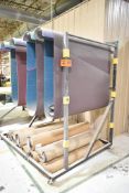 LOT/ PORTABLE SANDING BELT STORAGE RACK WITH SANDING BELTS
