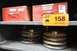 LOT/ CONTENTS OF (2) SHELVES - GROOVE & TONGUE MOULDER BLADES AND STORAGE BOXES [RIGGING FEES FOR