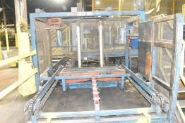 10’ X 7’ (2) INFEED CONVEYOR WITH SCISSOR LIFT TABLE AND (1) PNEUMATIC SUCTION CUP LIFTER (CI)