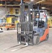 TOYOTA 8FGCU30 LPG FORKLIFT WITH 5020LBS MAX CAPACITY, 198” MAX REACH, 3-STAGE HIGH VISIBILITY MAST,