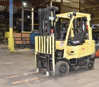 HYSTER H60FT LPG FORKLIFT WITH 5000LBS CAPACITY, 185” MAX REACH, 3-STAGE HIGH VISIBILITY MAST,