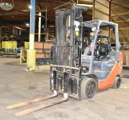 TOYOTA 8FGCU30 LPG FORKLIFT WITH 5120LBS MAX CAPACITY, 187” MAX REACH, 3-STAGE HIGH VISIBILITY MAST,