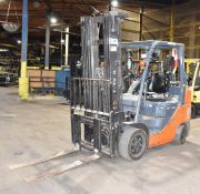 TOYOTA 8FGCU30 LPG FORKLIFT WITH 5020LBS MAX CAPACITY, 198” MAX REACH, 3-STAGE HIGH VISIBILITY MAST,
