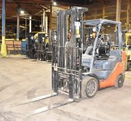 TOYOTA 8FGCU30 LPG FORKLIFT WITH 5120LBS MAX CAPACITY, 187” MAX REACH, 3-STAGE HIGH VISIBILITY MAST,