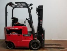 RAYMOND (2016) 4700-C40TT 4,000 LB. CAPACITY 48V ELECTRIC FORKLIFT WITH 189” MAX. LIFT HEIGHT, 3-