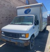 FORD (2005) E-450 CUBE VAN WITH 6 LITER V8 DIESEL ENGINE, AUTO TRANSMISSION, RWD, 16’ BOX VIN#