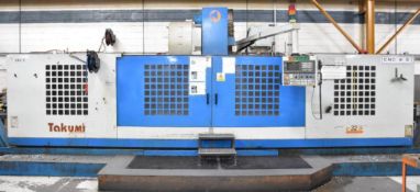 TAKUMI (2003) V32A CNC VERTICAL MACHINING CENTER WITH FANUC 18-M CNC CONTROL, 40”X126” TABLE, 9,