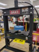DAKE BENCH-TYPE H-FRAME HYDRAULIC PRESS WITH 10,000 PSI MANUAL HYDRAULIC PUMP, 17” BETWEEN UPRIGHTS,