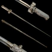 A Original French WWI Lebel M.1886/93/16 "Rosalie" Cruciform Bayonet with Original Steel Scabbard.